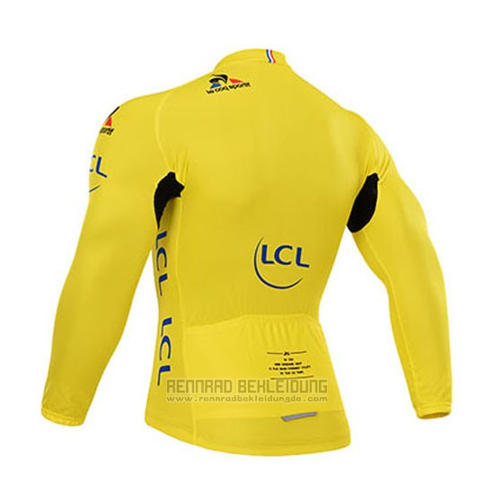 2015 Fahrradbekleidung Tour de France Gelb Trikot Langarm und Tragerhose